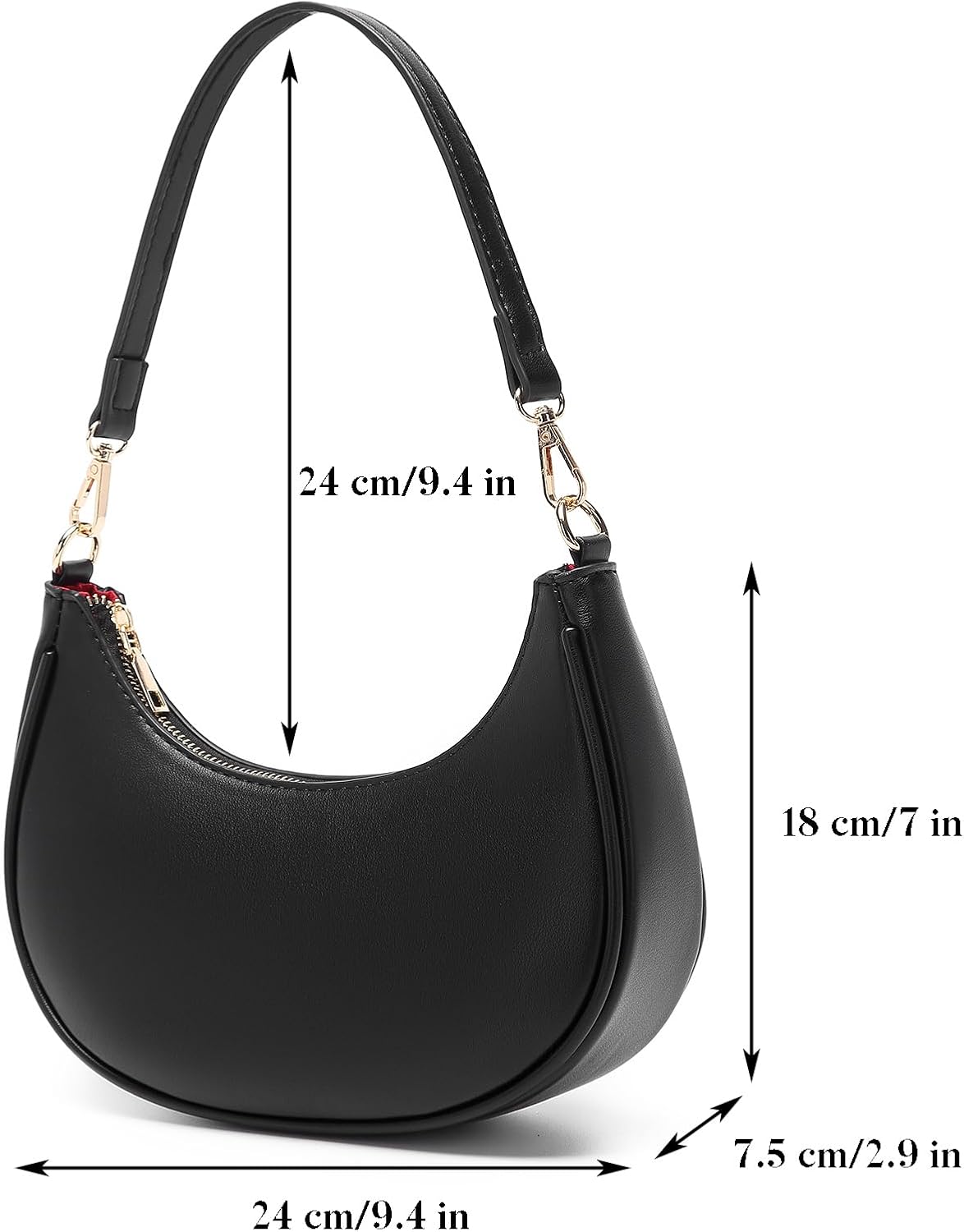 WuliTown Shoulder Bags for Women, Cute Hobo Tote Handbag Mini Clutch Purse with Zipper Closure