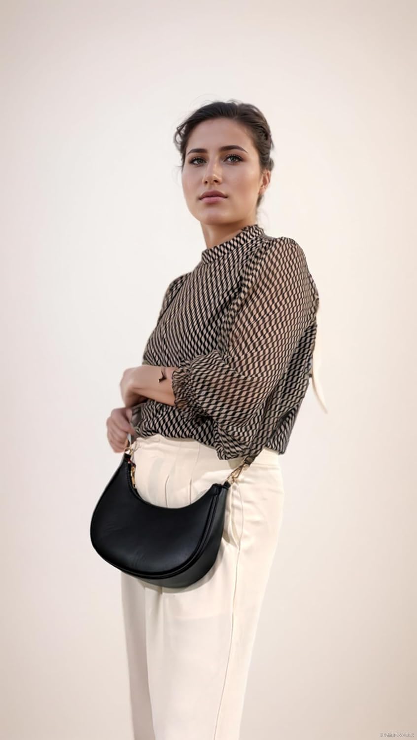 WuliTown Shoulder Bags for Women, Cute Hobo Tote Handbag Mini Clutch Purse with Zipper Closure